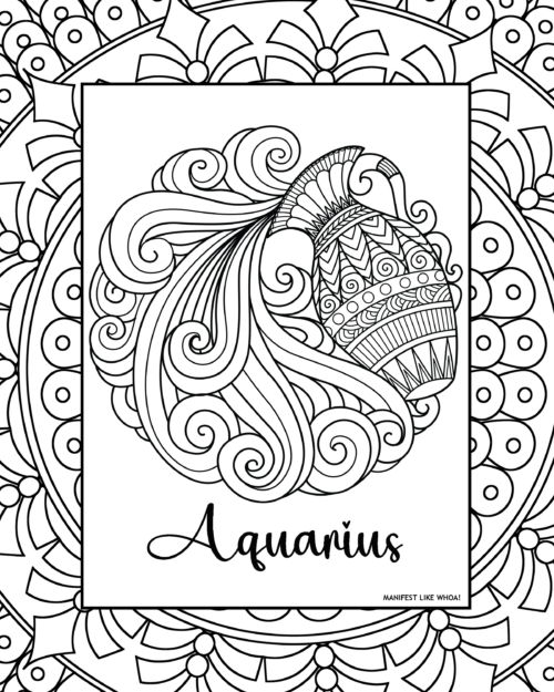 Aquarius Zodiac Sign Coloring Page