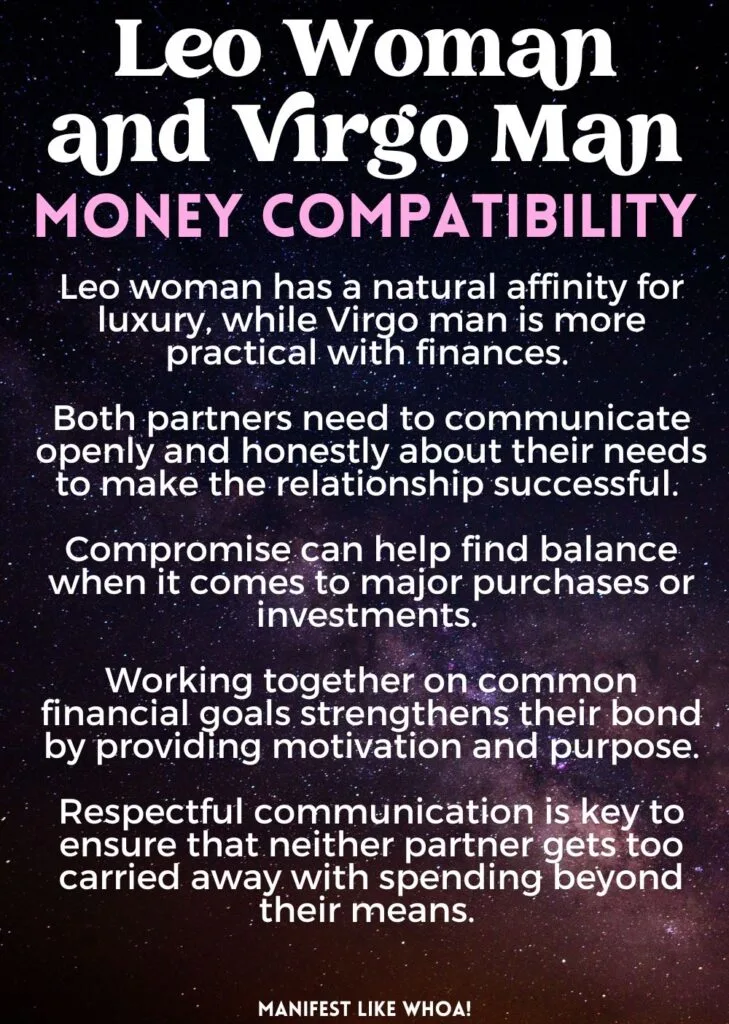 Leo Woman and Virgo Man money