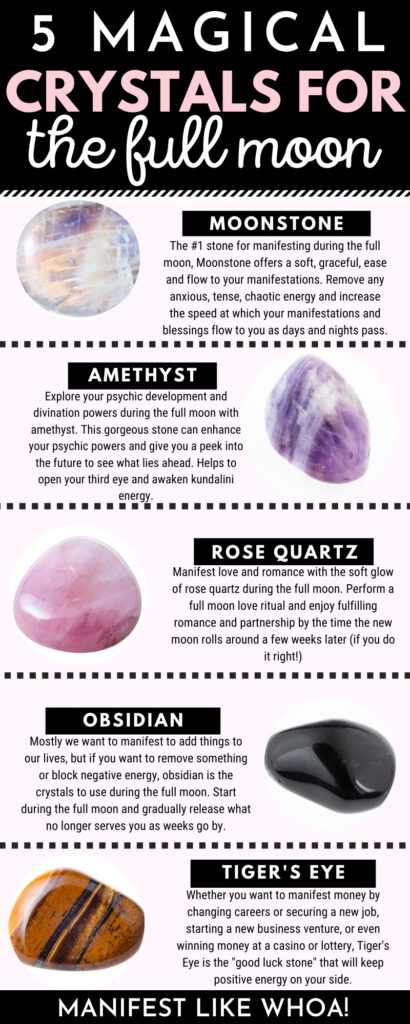 5 Magical Crystals & Gemstones For Full Moon Manifestation Rituals & Law of Attraction