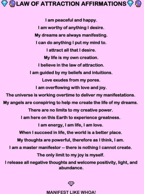 100+ Daily Positive Law of Attraction Affirmations for Manifestation, Money, Love & Dream Life