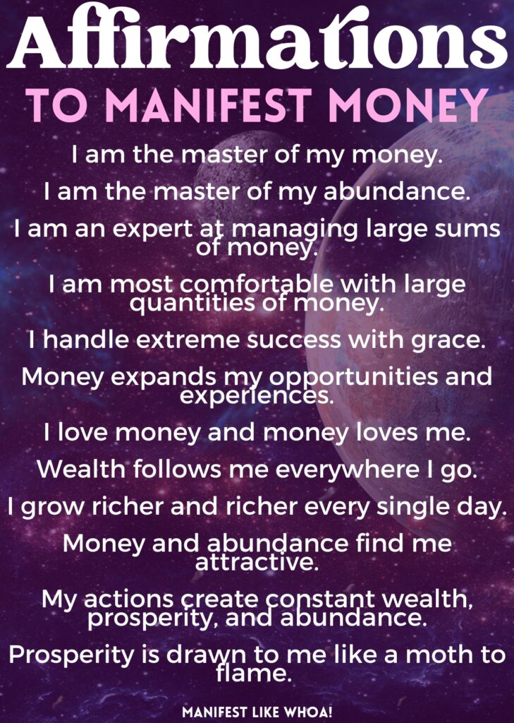 law of attraction money affirmations manifest money overnight
