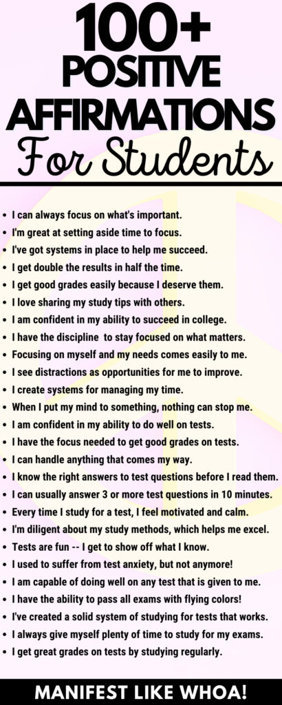 100+ Positive Affirmations For Students In College & Grad School (Affirmations For Good Grades)