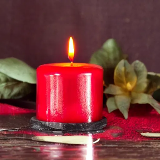 red candle for manifestation bay leaf