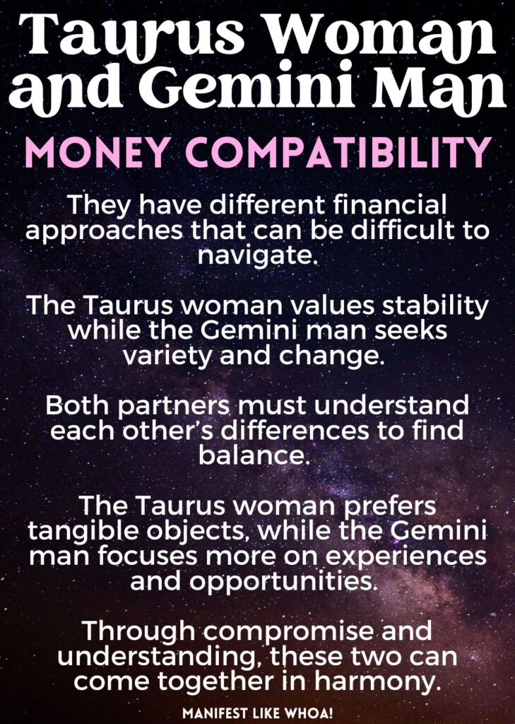 taurus woman and gemini man money compatibility