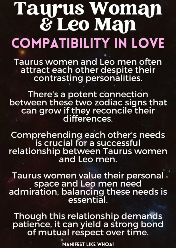 taurus woman and leo man romantic compatibility