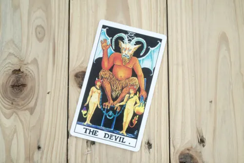 Tarot cards on wooden background